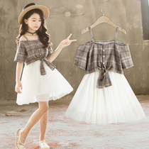 Girls tennis dress dress 2022 Summer new Korean version of girl Trendy Ocean Boy Dress Fake Two Princess Dress