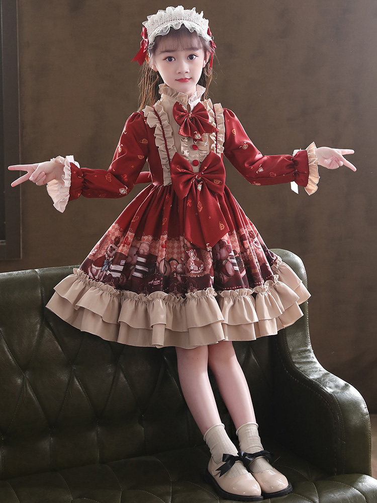 Children's Clothing Girl Roleta Ocean Dress 2022 Spring New CUHK Child Foreign Pie Dress Child Retro Princess Dress