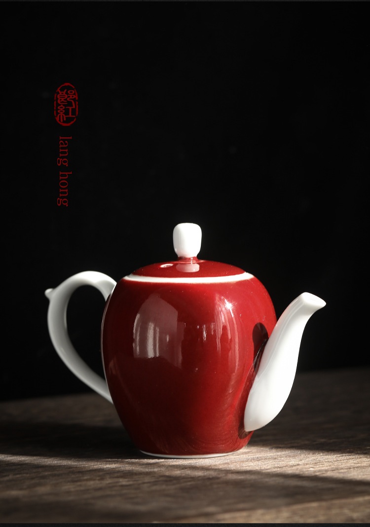 Ruby red beauty shoulder the teapot manual Chinese wind red red glaze small single pot of ceramic teapot kung fu tea