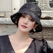 Lace Flower Fisherman Hat Women Thin Hollow Summer Sunshade Fashion Breathable Black Retro Foreign Style Sunscreen Hat