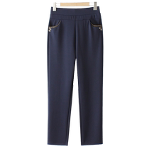 Moms pants autumn and winter velvet trousers middle-aged and elderly womens pants granny wear spring and autumn elastic waist loose straight pants
