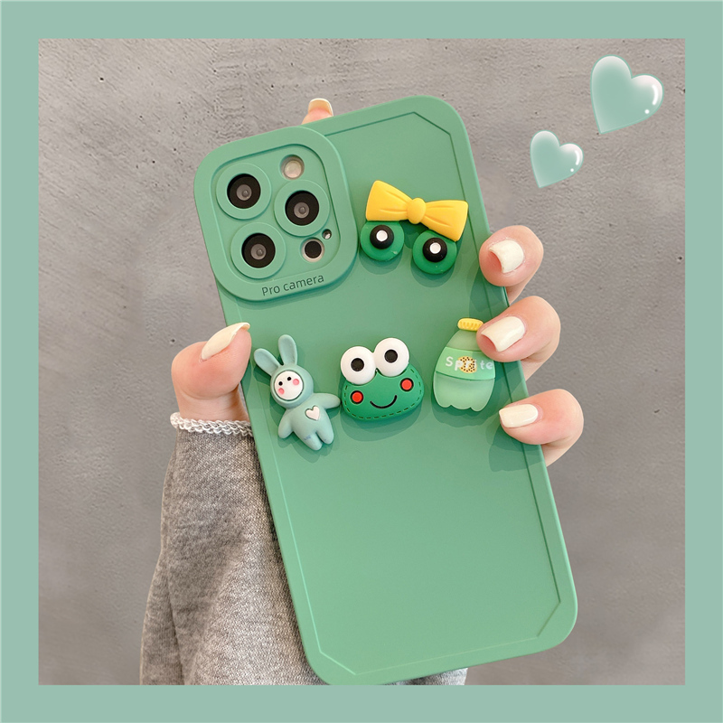 Three-dimensional cartoon applies Apple 13 mobile phone protection shell cute iPhone12promax lovers liquid silicone softshell xs