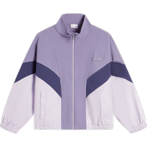 Li Ning Childrens Clothing Girls Sports Windbreaker Teen Girls 2024 Autumn New Letter Contrast Color Stand Collar Jacket Trendy