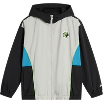 Li Ning Childrens Clothing Sports Windbreaker Boys and Big Children 2024 Autumn New Basketball Series Simple Contrast Color Hooded Jacket