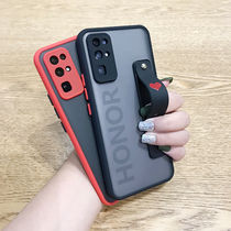 Suitable for Huawei Honor 30 mobile phone shell bracelet holder 30Pro protective sleeve full package lens 30S silicone gel soft frosted anti-fall 30Pro cartoon loving woman Tide Card Por curved ten plus