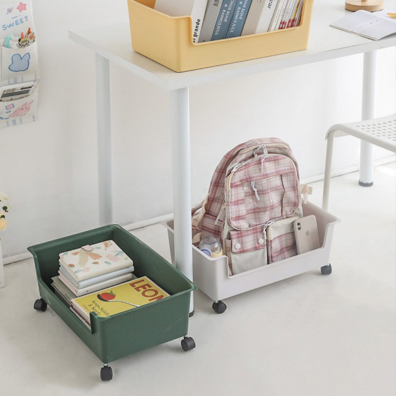 Bookshelves Small Cart Table Lower Shelf Movable Bookshelves Containing basket Bedroom God with Pulleys Release Bag-Taobao