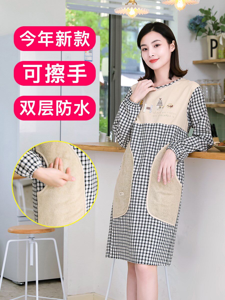 Hood Clothing Apron apron Home Kitchen Big burning meals Clothes Gats add to water Waterproof Half Apron Women 2021 new