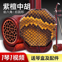 Yizhimu Zhonghu African small-leaf rosewood alto Erhu front octagonal back round professional performance examination mahogany