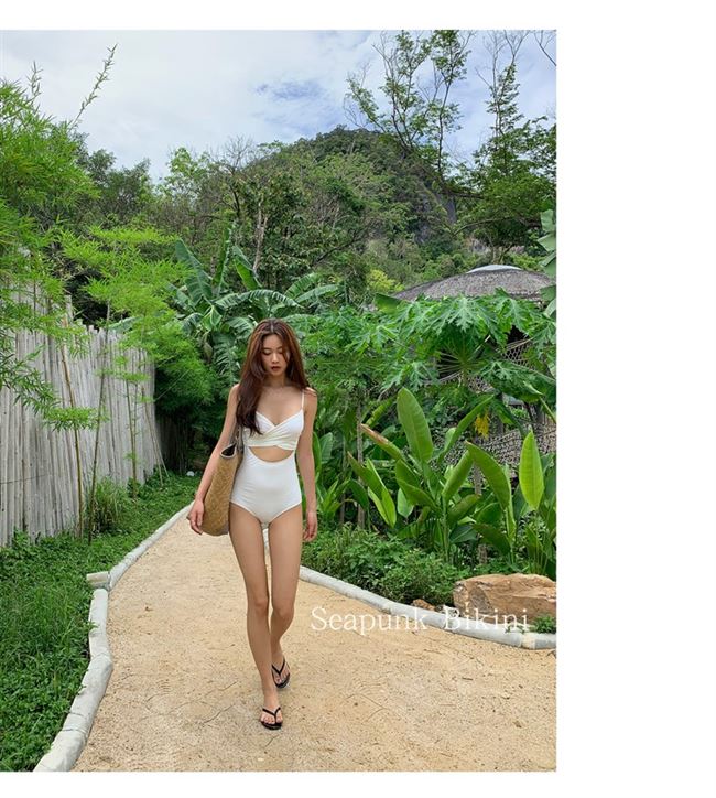 Áo tắm một mảnh nữ sinh viên bảo thủ suối nước nóng che bụng và trông mỏng trong lưới retro màu đỏ 2019 đồ bơi bikini mới - Bộ đồ bơi One Piece