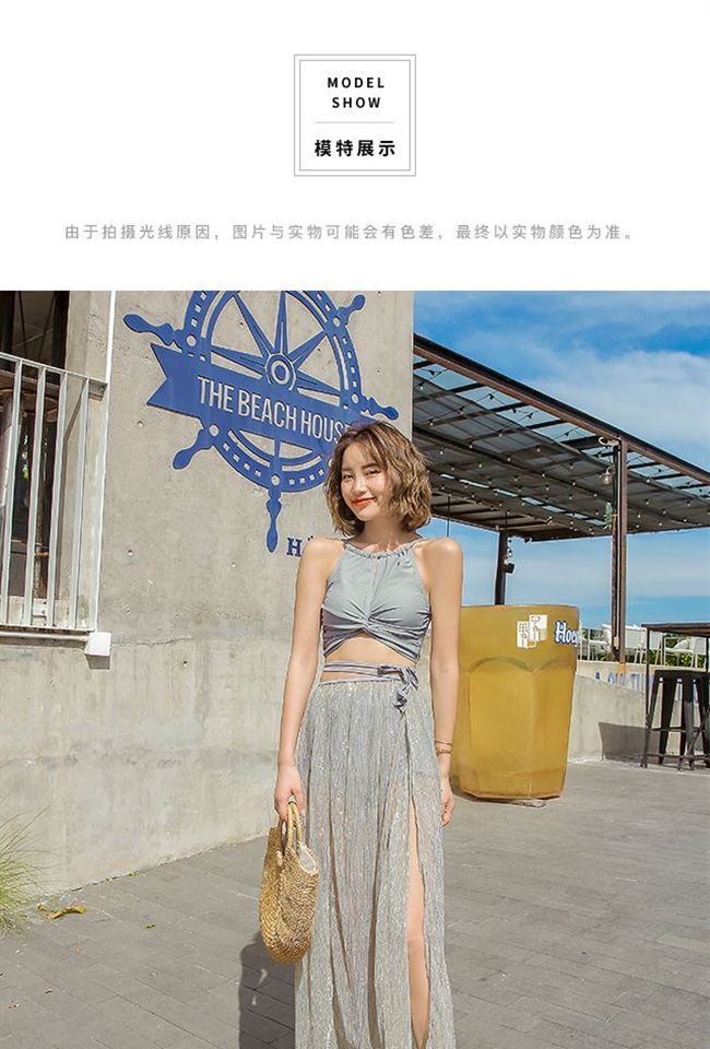 Áo tắm nữ mới lưới màu đỏ giống đoạn trong gió siêu lửa váy cổ tích áo chống nắng mùa xuân nóng bơi mặc đi nghỉ bãi biển - Bộ đồ bơi hai mảnh