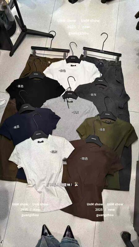 Unmshow 5106 Round Neck Shoulder Pad Spring/Summer New Women's Design Shoulder Pad Slim Fit Slimming Ant Waist Short Sleeve Unmshow 5106 Round Neck Shoulder Pad Spring/Summer New Women's Design Shoulder Pad Slim Fit Slimming Ant Waist Short Sleeve