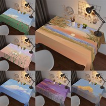 Table Cloth Sensational Day Style Net Red Ins Cute Oil Painting Wallpaper Girl Hearts Student Dormitory Desk Dust-Proof Decoration