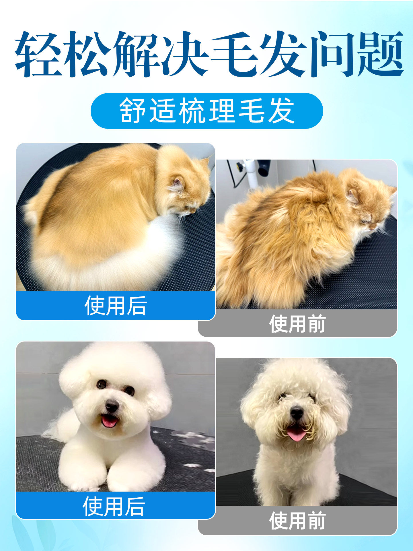 Pet Hair Detangling, Smoothing, Bathing Care, Fluffy Hair, Special Hair Care for Cats and Dogs, Bichon Frise, Antibacterial and Deodorizing