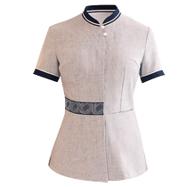 Cleaning work clothes short-sleeved womens breathable thin high-end hotel room attendant cleaning aunt large size summer suit