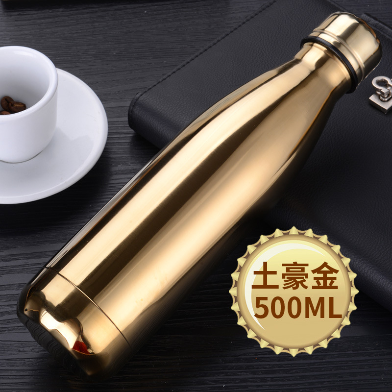 Electroplating & Tuhaojin 500MlCoke bottle vacuum cup double-deck motion  304 stainless steel bowling glass