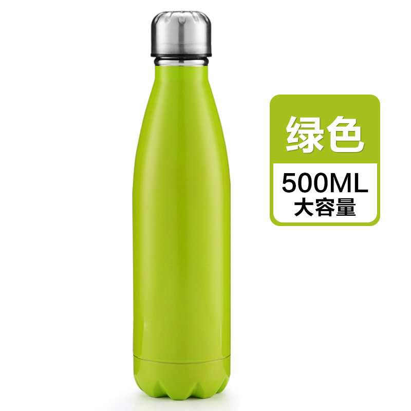 Matte Green 500MlCoke bottle vacuum cup double-deck motion  304 stainless steel bowling glass