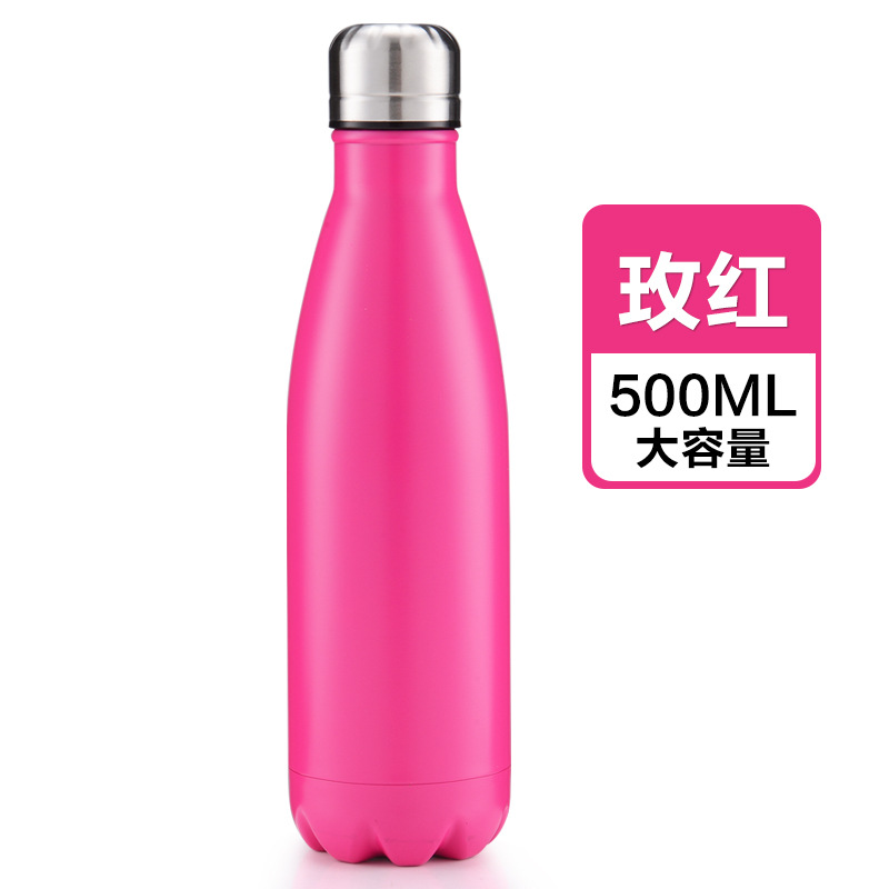Matte Rose 500MlCoke bottle vacuum cup double-deck motion  304 stainless steel bowling glass