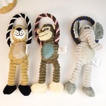 Pet dog plush toy lion monkey elephant interactive chewing sound knot companion toy large dog