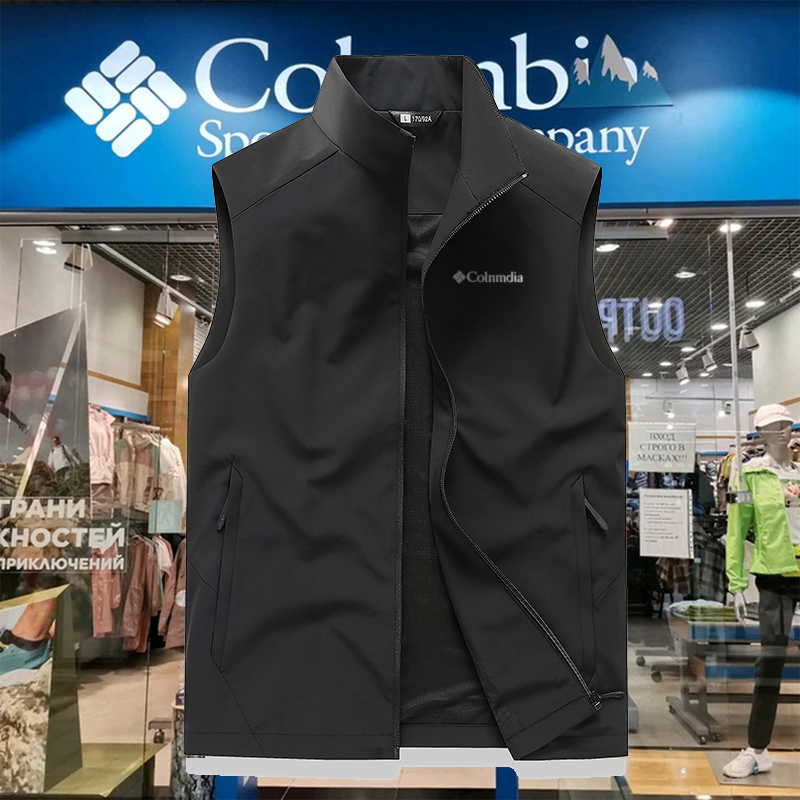 New Model Special Price Spring and Summer Outdoor Vest for Men, Stand Collar, Sleeveless, Water-Repellent, Windproof, Mesh Vest, Brand Vest