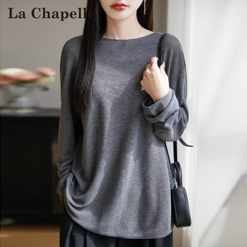 La Chapelle Autumn Loose Knit Base Shirt for Women, Spring and Autumn Inner Wear Top, Stylish Plus-Size Women's Sweater