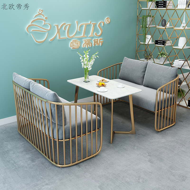 Café SEAT SOFA DOUBLE SOFA WATER BAR NET RED PHOTO GALLERY CASUAL BAR SWEETS MILK TEA SHOP TABLE AND CHAIRS COMBINATION