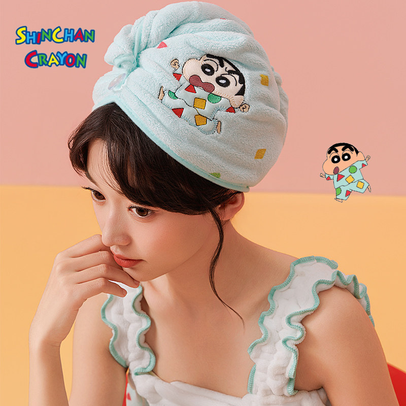 Шапочка для сухих волос Crayon Shin-chan женская, суперабсорбирующая и быстросохнущая, из плотного кораллового флиса для взрослых, полотенце для волос baotou, шапочка для душа