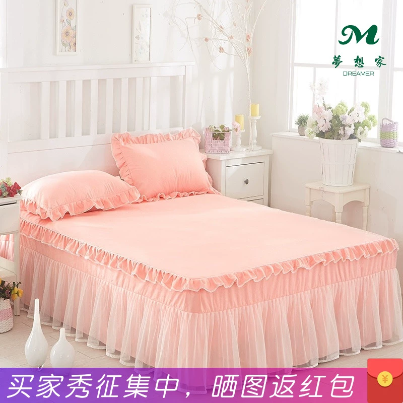 Phong cách Hàn Quốc kiểu công chúa ren cotton trải giường một mảnh khăn trải giường 1,8m giường đôi loại trải giường bảo vệ chống trượt - Váy Petti