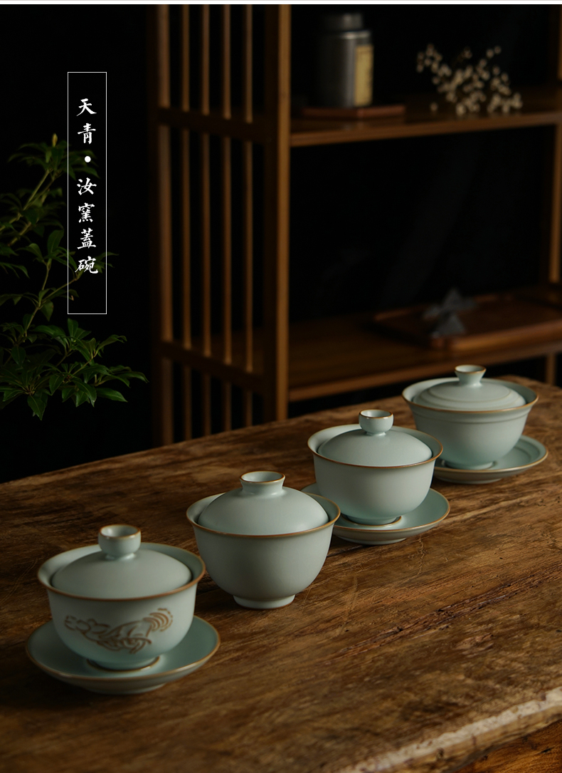 Your up tureen tea cups a single large bowl of jingdezhen porcelain three cups of checking ceramic tea set ice crack glaze