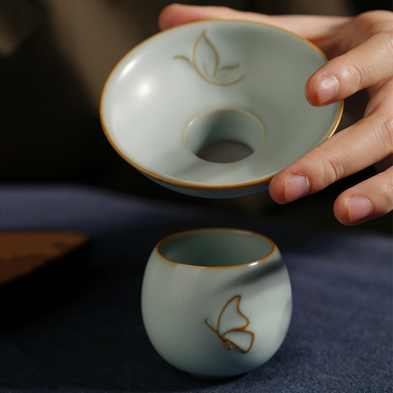 Jingdezhen porcelain tea) ceramic manual open your up filter can raise celadon undressed ore glaze kung fu tea accessories