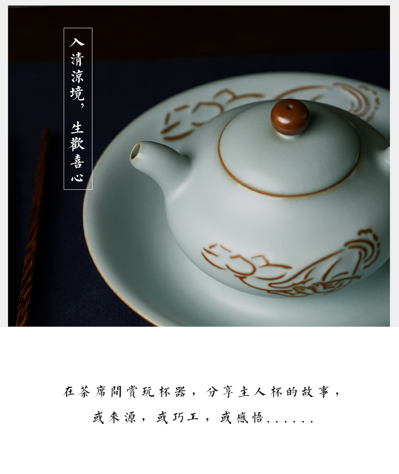 Green has already your up single pot hand flat pot teapot to restore ancient ways your porcelain of jingdezhen ceramics kung fu tea Green home day