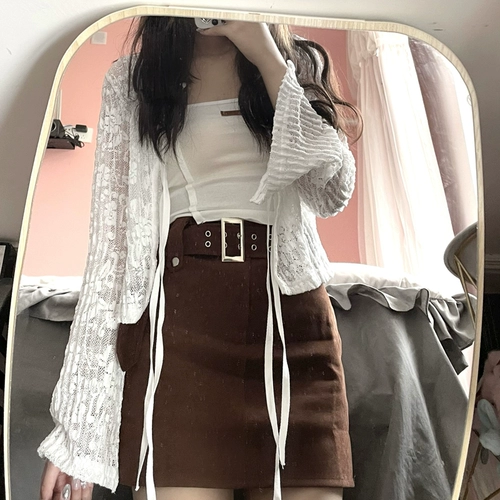 Кружевная накидка, кардиган, белая летняя тонкая одежда для защиты от солнца