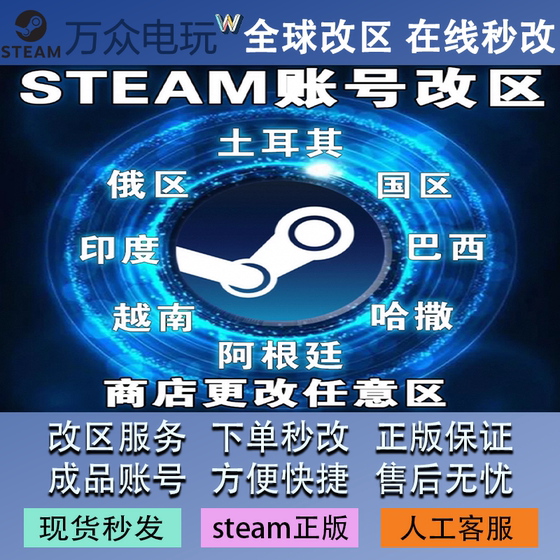 Steam Region Change, Change Store Wallet, Transfer Region to China, Turkey, Spain, Pre-Made Account, Cs:Go New Account