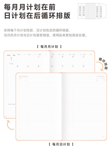 2025一日一页A6蛇年日记本paperideas效率手册日程本416页计划本笔记本ins风打卡加厚记事本企业可定制logo