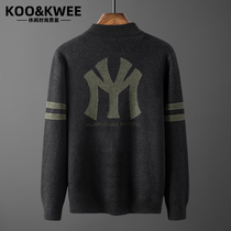 Mens cardigan sweater 2021 spring thin embroidered sweater mens spring and autumn jacket coat slim middle age