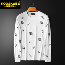 European Station Chunqiu Mens T-shirts Long sleeves Body Ice Silk Embroidered Letters Printed Trend Light Lavish Clothing Men