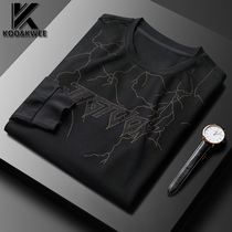 Spring solid color long sleeve T-shirt mens thin 2021 New Base shirt print round neck clothes Tide brand autumn clothing mens T