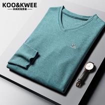 Fall mens sweater-knitted sweatshirt V collar sleeve head long sleeves Pure Color Thin style Bottoms Autumn winter sweater line clothes