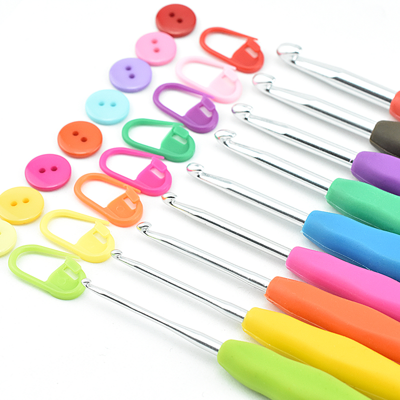 Soft Shank Hook Needle Crochet Hook Needle Tool Kit Handmade Diy Woven Bag slippers Hair Sweater Wool Thread Needle Anti Slip