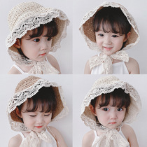  ins burst summer childrens straw hat Korean baby sun hat sunscreen hat beach lace fisherman hat parent-child
