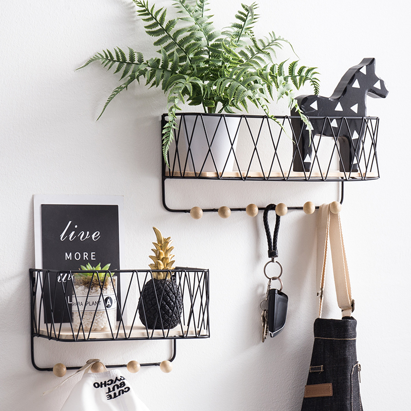 Nordic Ins Wind Wall Partition Shelf Wall-mounted Bedroom Living Room Room Wall Multifunctional Decorations Hooks On Wall