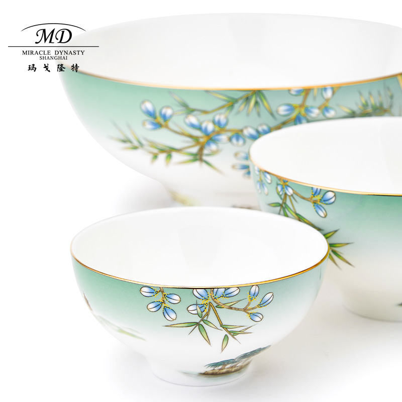 Margolonte West Lake Feast Bone Porcelain Tableware Suit Bowl Home Chinese Creative Prose Free Combination Dress 