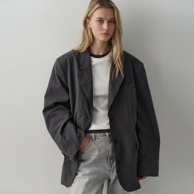 Facade Pattern Blazer for Women, Spring, High-End, Loose, Slimming Trench Coat, Casual Suit with Lapel Top