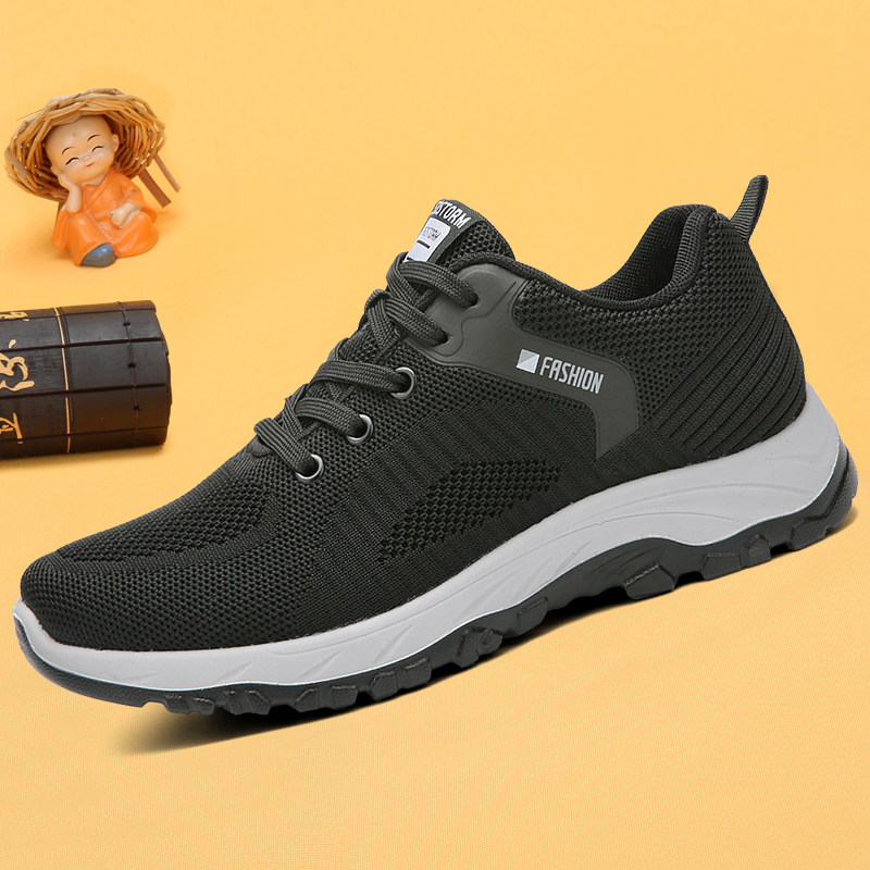 Men Shoes Casual Sneakers Man Light Mid Aged Breathable Bodybuilding Shoes Soft Bottom Non-slip Dad Travel Single Shoes Net Face