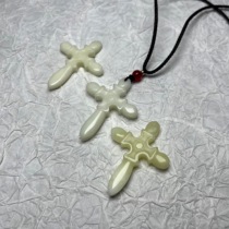 Xian specialty Lantian jade cross pendant natural living jade mens and womens couple jade pendant terracotta warriors and horses the same style