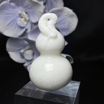 Xian specialty Lantian jade natural living jade gourd handle piece with white background floating green Fulu ornaments the same style as the Terracotta Warriors and Horses