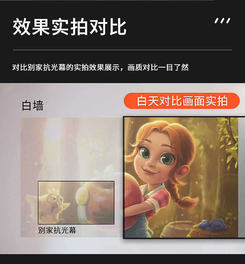 Экран для проектора 投影仪画框幕布抗光高清4k窄边框黑金软幕激光电视客厅家用投影屏幕超短焦投影机壁挂80寸100寸120寸画框幕 Qbx