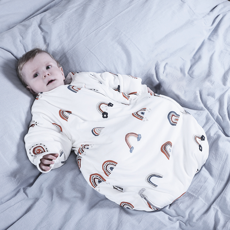 Annie's Heart Whisper Baby Sleeping Bag Autumn/Winter Pure Cotton Integrated Newborn Baby Sleeping Bag Constant Temperature Anti-Kick Thickened Anti-Startle