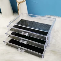 Три -слоя прозрачной ювелирной коробки (не черная ткань)