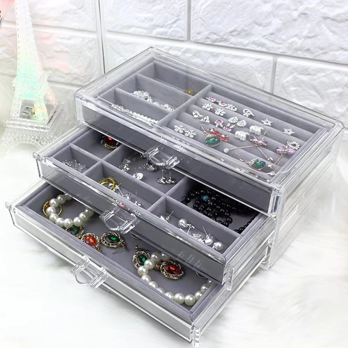 Большие серьги, прозрачная коробочка для хранения, акриловый аксессуар, коробка для хранения