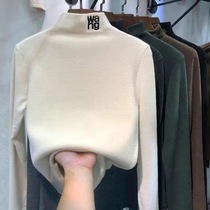 Autumn and winter Develvet semi-high collar bottom shirt female inner lap 2022 new plus velvety thickened warm long sleeve foreign air clothes